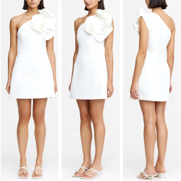 Acler Cream One-Shoulder Mini Dress - Picture 2 of 12